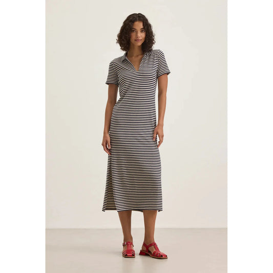 Velvet by Graham & Spencer Khan Jersey Stripe Midi Dress in Navy