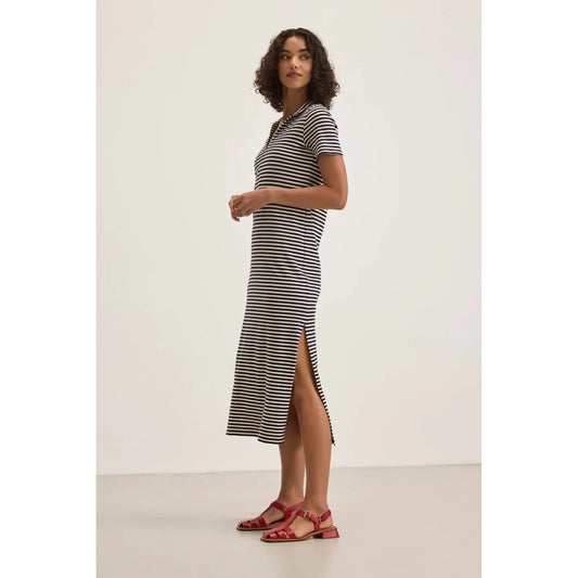 Velvet by Graham & Spencer Khan Jersey Stripe Midi Dress in Navy