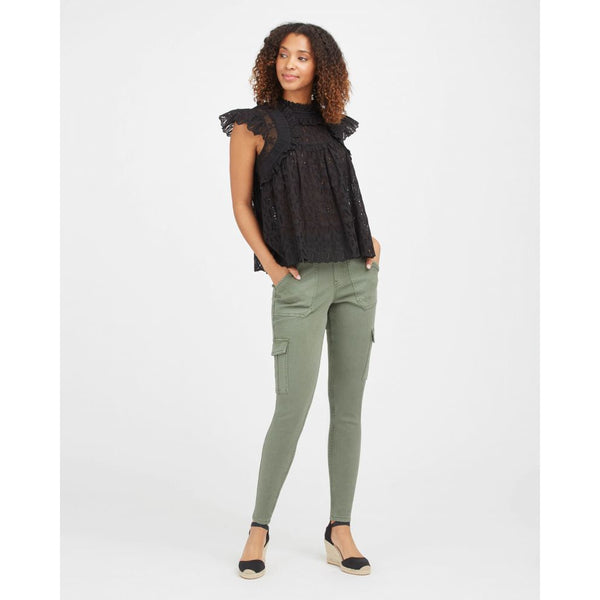 Spanx® STRETCH TWILL ANKLE CARGO PANT IN SOFT SAGE