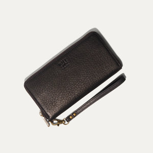 Will Leather Goods Classic Zip Around Clutch in Black