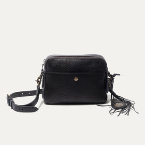 Will Leather Goods Everyday Double Zip Leather Crossbody in Black