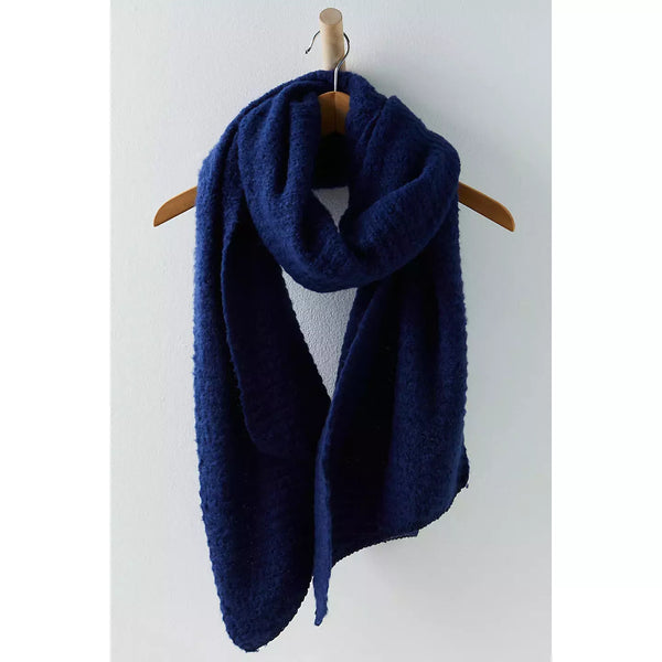 Free People Ripple Recycled Blend Blanket Scarf in Pacific Blue