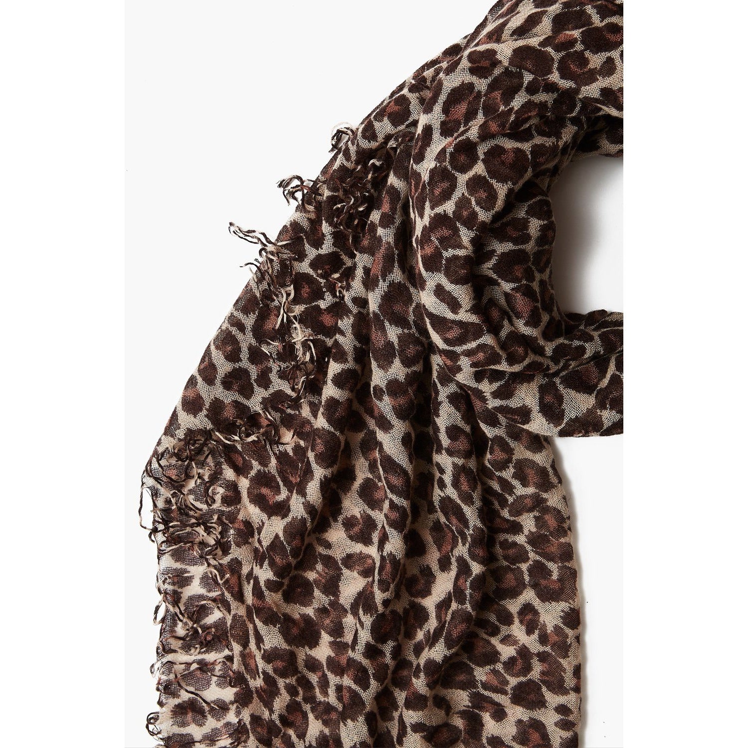 ROASTED PECAN LEOPARD PRINT CASHMERE AND SILK SCARF