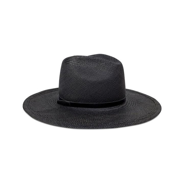 Hat Attack Panama XL in Black with Leather Trim BVH707