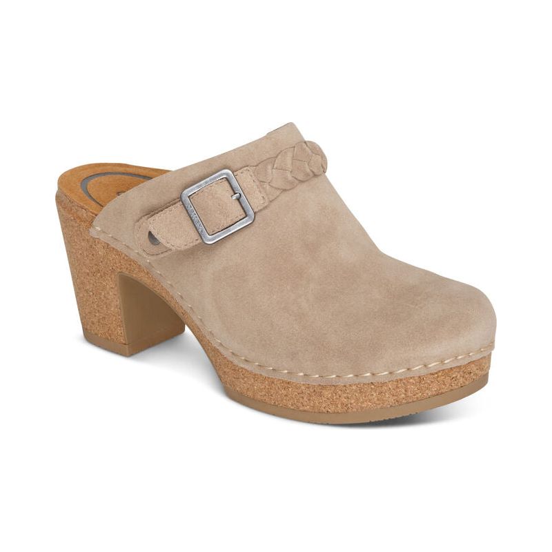 Aetrex Corey Cork Clog Heel in Taupe