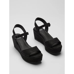 Eileen Fisher Mime Tumbled Nubuck Platform Sandal in Black