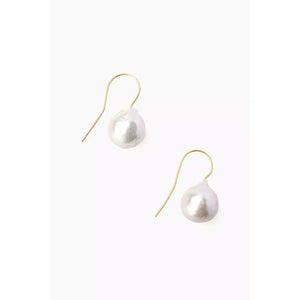 Chan Luu White Baroque Pearl Drop Earrings