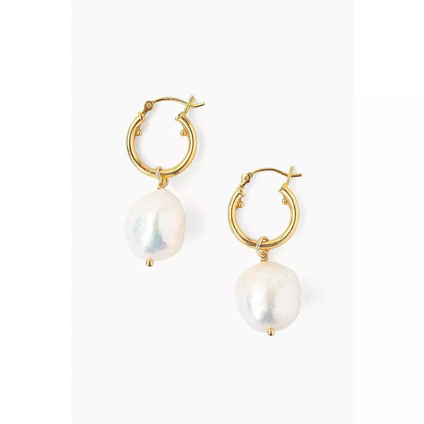 Chan Luu White Baroque Pearl Hoop Earring EG-5186-WHITE-PEARL