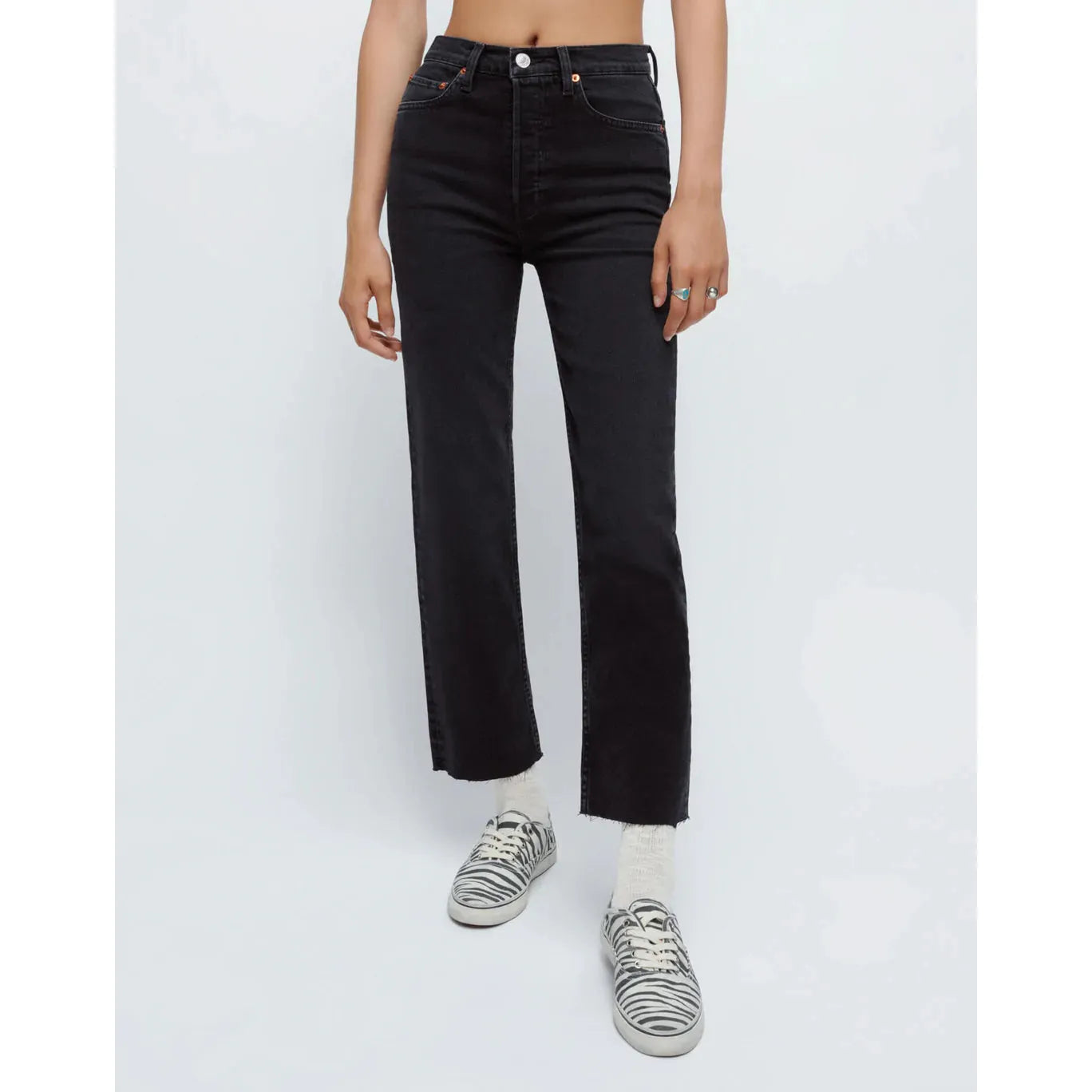 70s high-rise straight jeans in black - Re Done