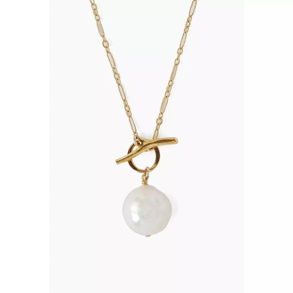 Chan Luu White Freshwater Pearl Toggle Necklace
