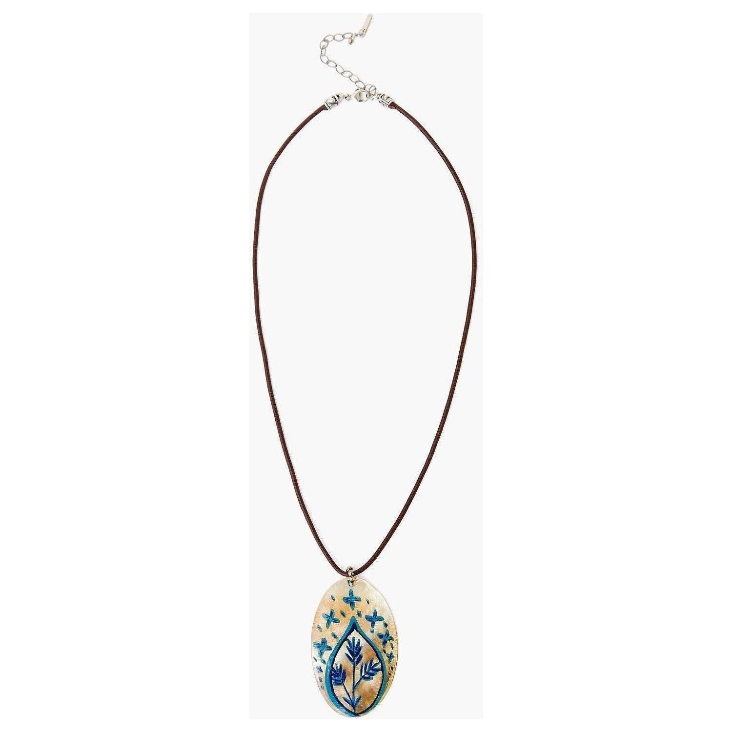 Chan Luu Blue Hand Painted Mother of Pearl Shell Necklace