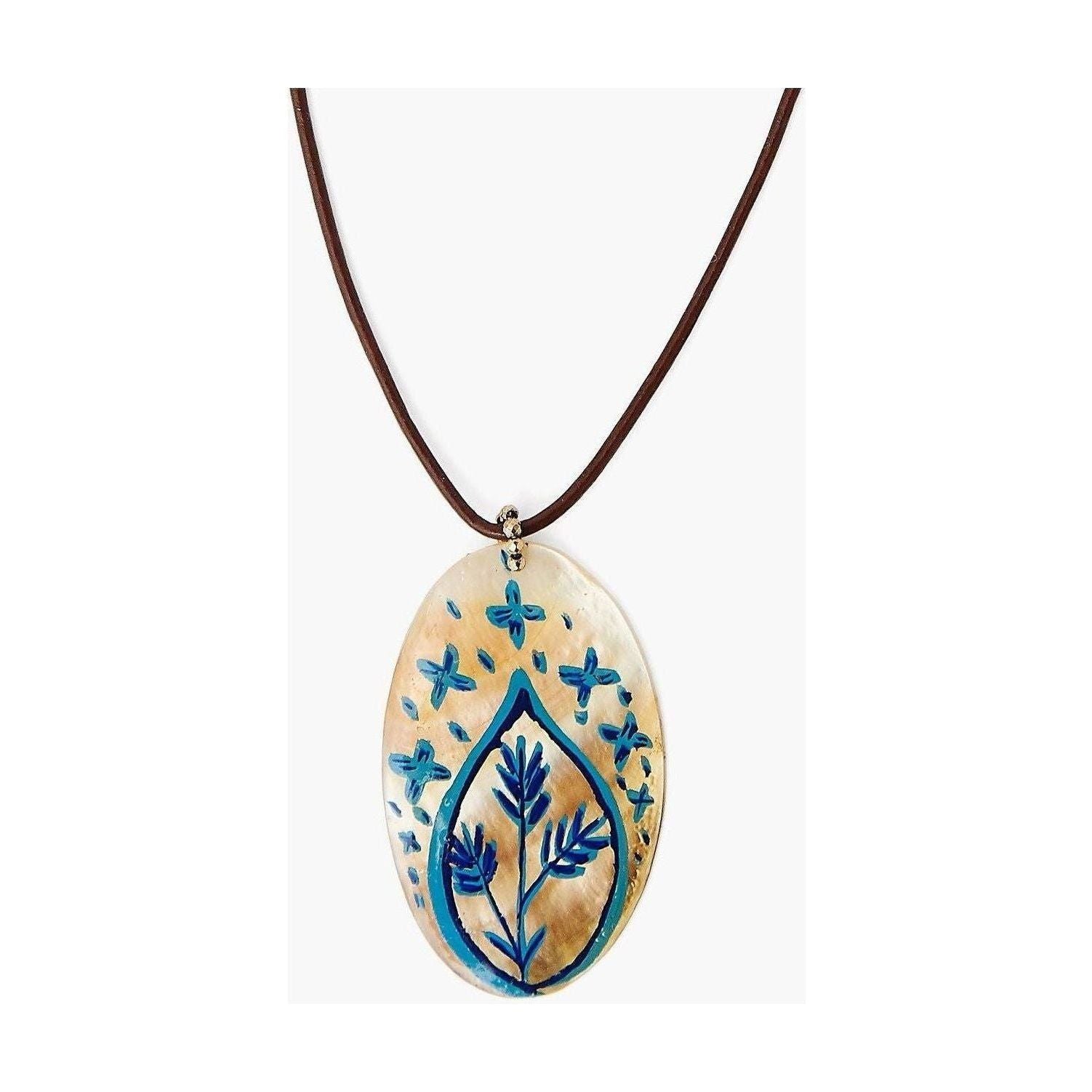 Chan Luu Blue Hand Painted Mother of Pearl Shell Necklace