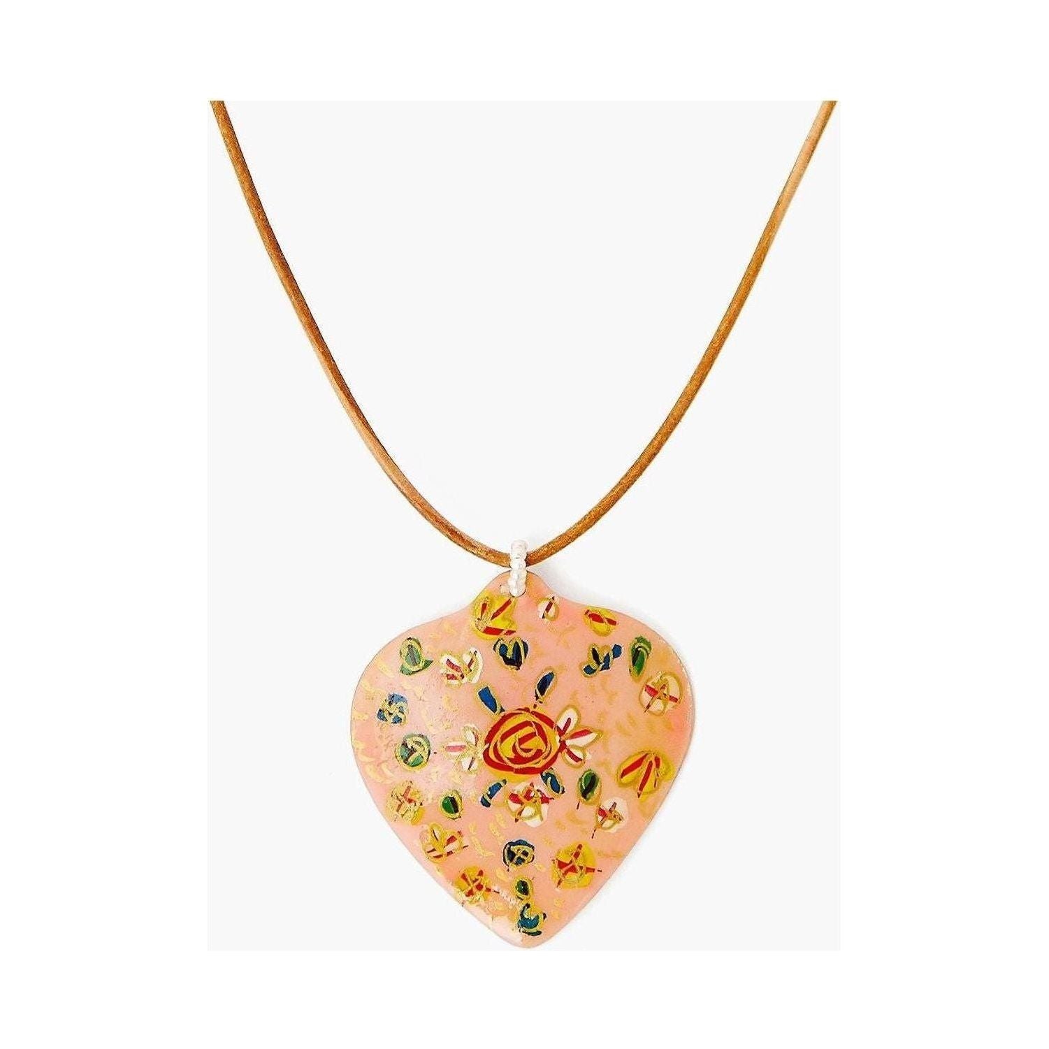 Chan Luu Peach Hand Painted Mother of Pearl Shell Necklace