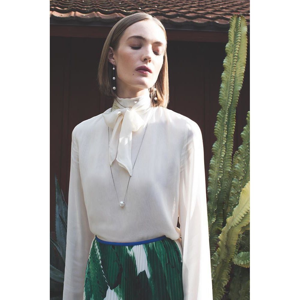 Chan Luu White Pearl Long Floating Necklace NS-13511-WHITE-PEARL