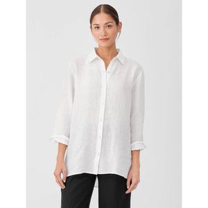 Eileen Fisher Handkerchief Linen Classic Collar Shirt in White