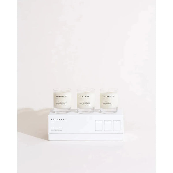Brooklyn Candle Studio Escapist Mini Candle Set in Smoke+Woods