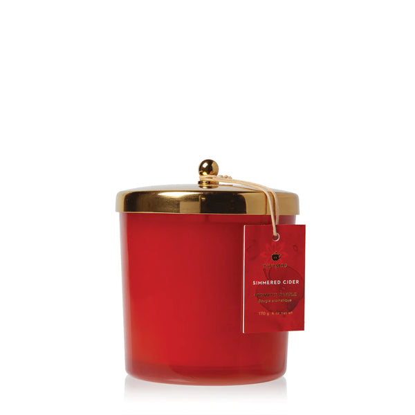 Thymes Simmered Cider Harvest Red Glass Candle
